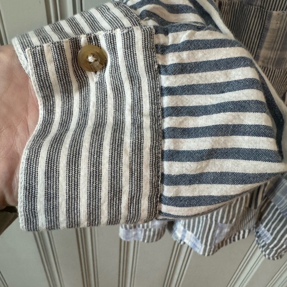 Maeve Anthropologie Size XL Zoe Swing Top Striped Patchwork Oversized Blue White - Picture 11 of 16